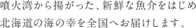 噴火湾から揚がった、新鮮な魚介をはじめ北海道の海の幸を全国へお届けします。
